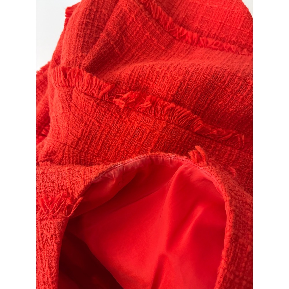 J Crew Orange Tweed Fringe Sheath Dress Size 4 Sleeveless Business Preppy Career - Picture 7 of 14